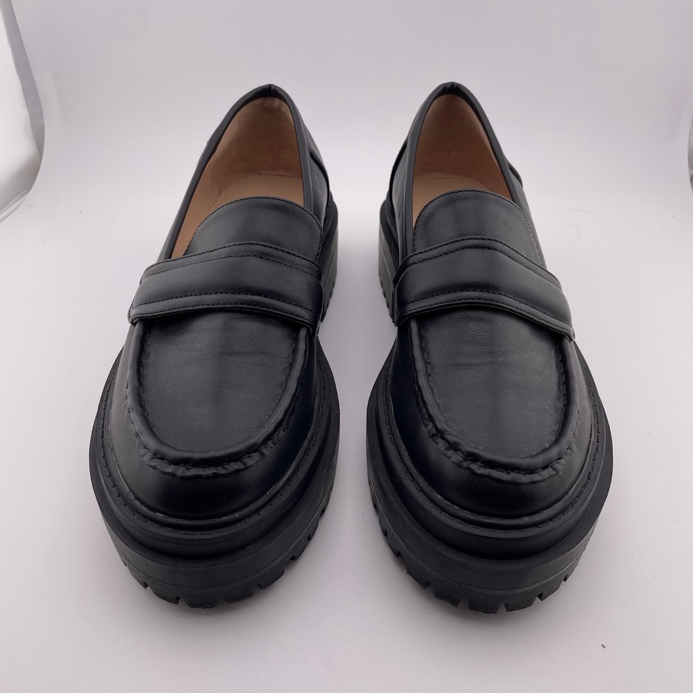 Princess Polly Black Chunky Platform Penny Loafers Lug Sole Shoes‎ Size 6 37 - Picture 2 of 9
